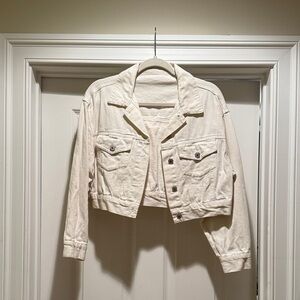 White Denim Cropped Jacket